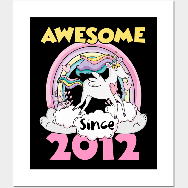 Cute Awesome Unicorn 2012 Funny Gift Pink Wall Art by saugiohoc994